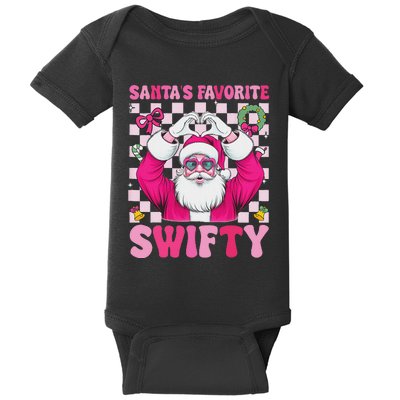 SantaS Favorite Swifty Merry Christmas Groovy Xmas Lights Baby Bodysuit