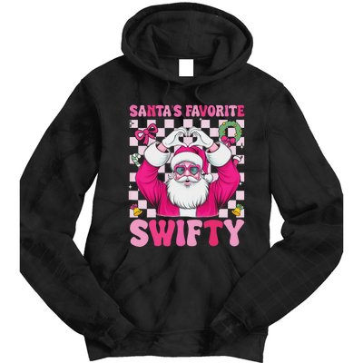 SantaS Favorite Swifty Merry Christmas Groovy Xmas Lights Tie Dye Hoodie