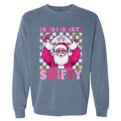 SantaS Favorite Swifty Merry Christmas Groovy Xmas Lights Garment-Dyed Sweatshirt