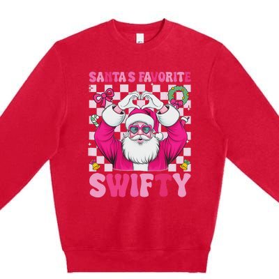 SantaS Favorite Swifty Merry Christmas Groovy Xmas Lights Premium Crewneck Sweatshirt