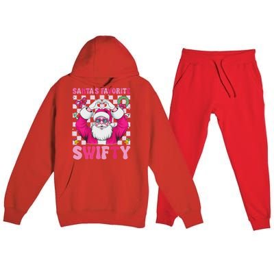 SantaS Favorite Swifty Merry Christmas Groovy Xmas Lights Premium Hooded Sweatsuit Set