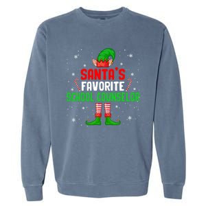 Santa's Favorite School Counselor Christmas Elf Family Group Cute Gift Garment-Dyed Sweatshirt