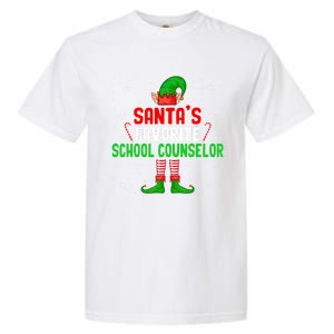 Santa's Favorite School Counselor Christmas Elf Family Group Cute Gift Garment-Dyed Heavyweight T-Shirt