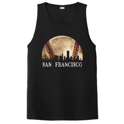 San Francisco Skyline City Vintage Baseball Lover PosiCharge Competitor Tank