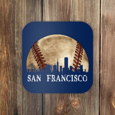 San Francisco Skyline City Vintage Baseball Lover Coaster