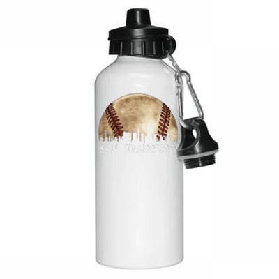 San Francisco Skyline City Vintage Baseball Lover Aluminum Water Bottle