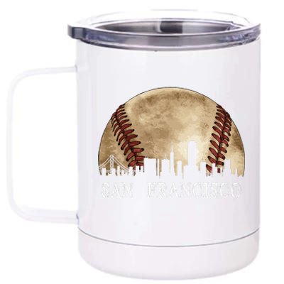 San Francisco Skyline City Vintage Baseball Lover 12 oz Stainless Steel Tumbler Cup