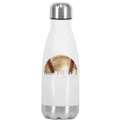 San Francisco Skyline City Vintage Baseball Lover Stainless Steel Insulated Water Bottle