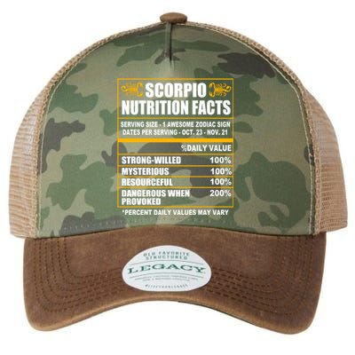 Scorpio Funny Scorpio Nutrition Facts Great Gift Legacy Tie Dye Trucker Hat