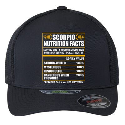 Scorpio Funny Scorpio Nutrition Facts Great Gift Flexfit Unipanel Trucker Cap