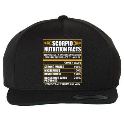 Scorpio Funny Scorpio Nutrition Facts Great Gift Wool Snapback Cap