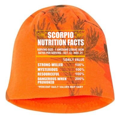 Scorpio Funny Scorpio Nutrition Facts Great Gift Kati - Camo Knit Beanie