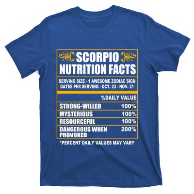 Scorpio Funny Scorpio Nutrition Facts Great Gift T-Shirt