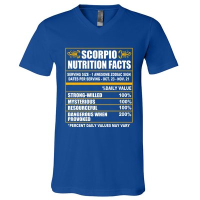 Scorpio Funny Scorpio Nutrition Facts Great Gift V-Neck T-Shirt