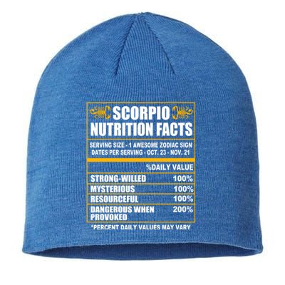 Scorpio Funny Scorpio Nutrition Facts Great Gift Sustainable Beanie