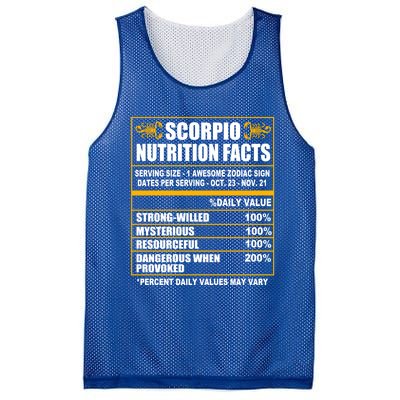 Scorpio Funny Scorpio Nutrition Facts Great Gift Mesh Reversible Basketball Jersey Tank