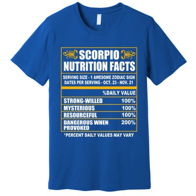 Scorpio Funny Scorpio Nutrition Facts Great Gift Premium T-Shirt