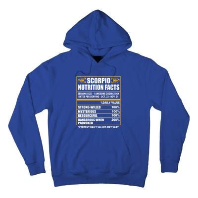 Scorpio Funny Scorpio Nutrition Facts Great Gift Tall Hoodie