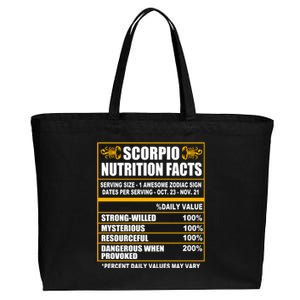 Scorpio Funny Scorpio Nutrition Facts Great Gift Cotton Canvas Jumbo Tote