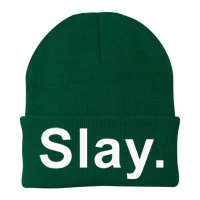 Slay Funny Sassy Text Phrase Woman Design Knit Cap Winter Beanie