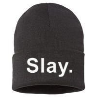 Slay Funny Sassy Text Phrase Woman Design Sustainable Knit Beanie