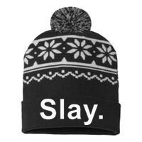 Slay Funny Sassy Text Phrase Woman Design USA-Made Snowflake Beanie