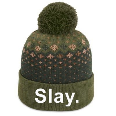 Slay Funny Sassy Text Phrase Woman Design The Baniff Cuffed Pom Beanie