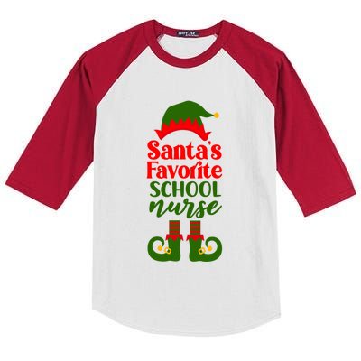 Santas Favorite School Nurse Christmas Funny Elf Gift Kids Colorblock Raglan Jersey