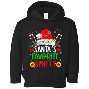 SantaS Favorite Swifty Merry Christmas Groovy Xmas Lights Toddler Hoodie