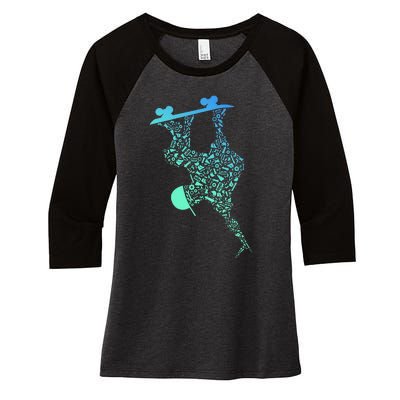 Skateboarding For Skater Gear Skateboard Women's Tri-Blend 3/4-Sleeve Raglan Shirt