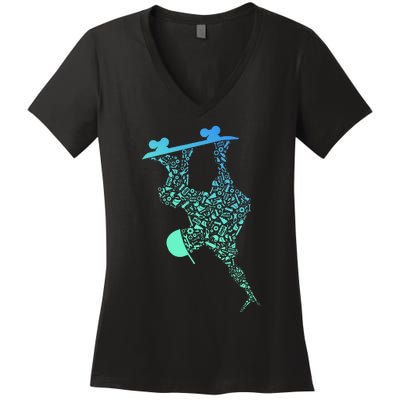 Skateboarding For Skater Gear Skateboard Women's V-Neck T-Shirt