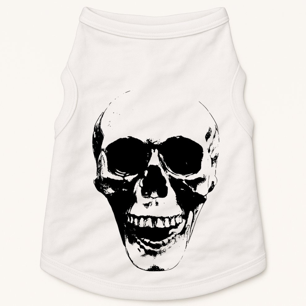 Skull Face Silhouette Grunge Rock Graphic Halloween Horror Doggie Tank