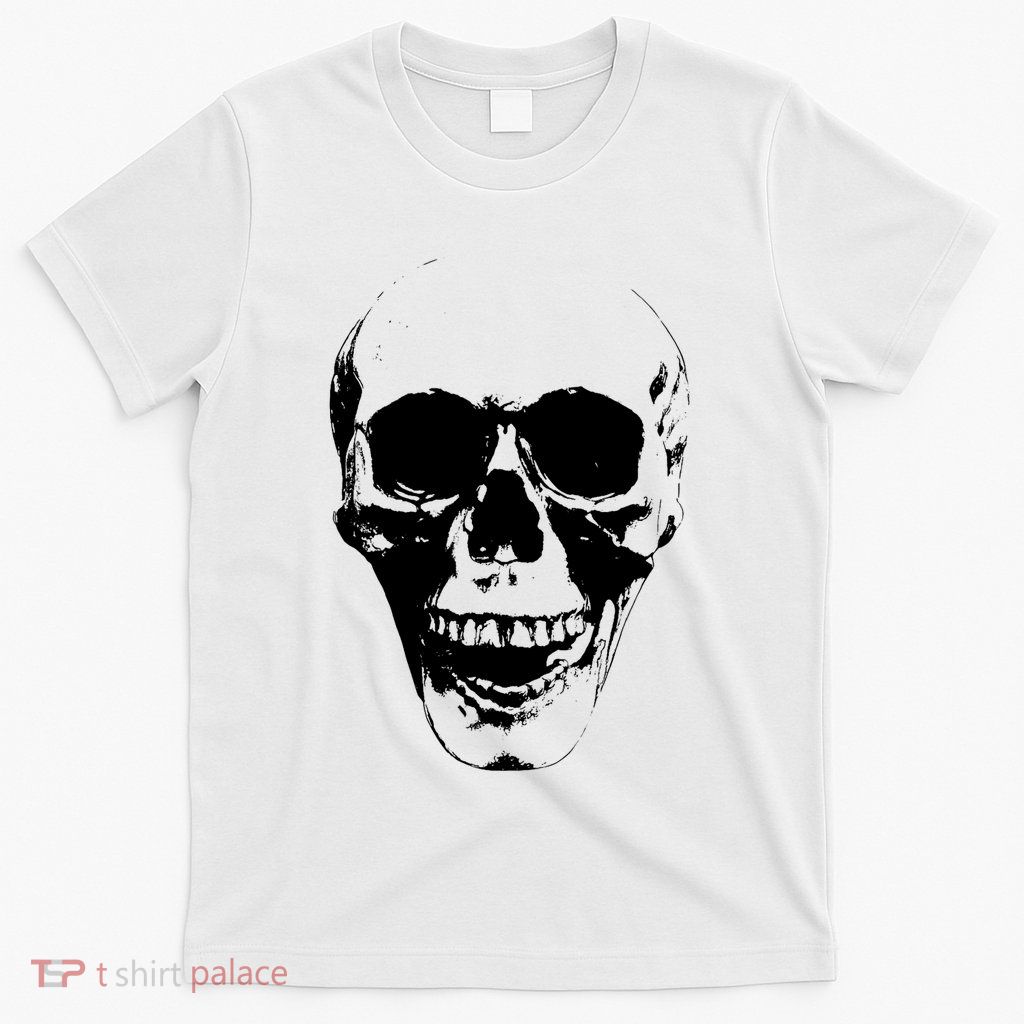 Skull Face Silhouette Grunge Rock Graphic Halloween Horror T-Shirt