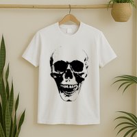 Skull Face Silhouette Grunge Rock Graphic Halloween Horror T-Shirt