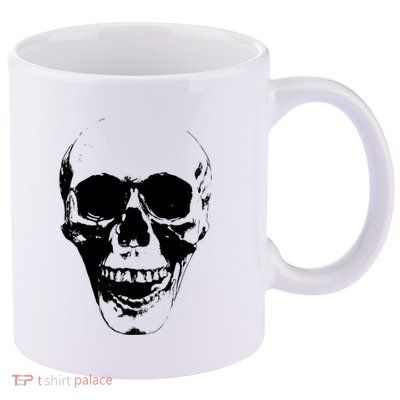 Skull Face Silhouette Grunge Rock Graphic Halloween Horror 11oz C Handle Ceramic Mug
