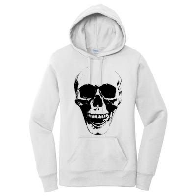 Skull Face Silhouette Grunge Rock Graphic Halloween Horror Women's Pullover Hoodie