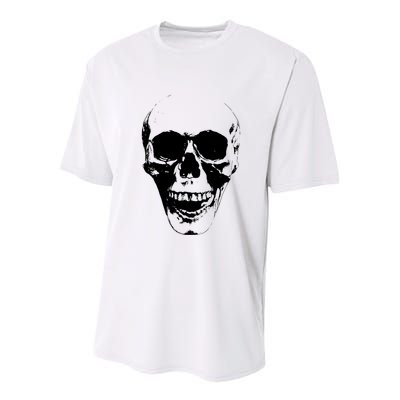 Skull Face Silhouette Grunge Rock Graphic Halloween Horror Youth Performance Sprint T-Shirt