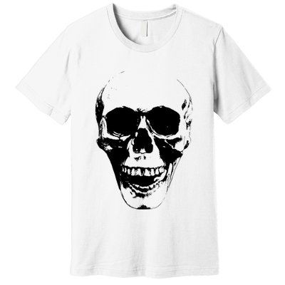 Skull Face Silhouette Grunge Rock Graphic Halloween Horror Premium T-Shirt