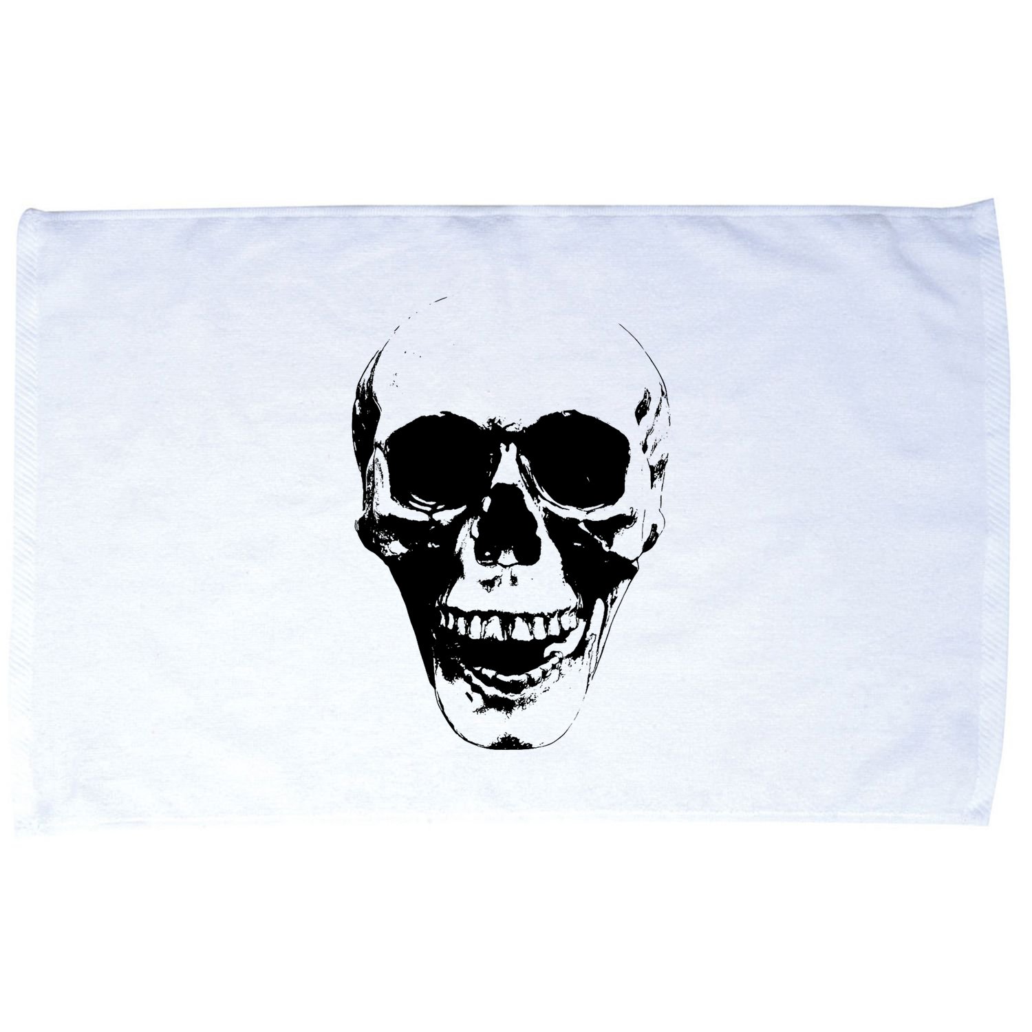 Skull Face Silhouette Grunge Rock Graphic Halloween Horror Microfiber Hand Towel