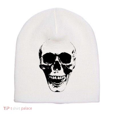 Skull Face Silhouette Grunge Rock Graphic Halloween Horror Short Acrylic Beanie