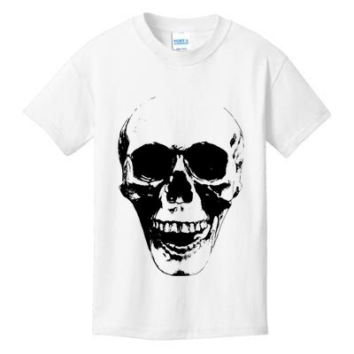 Skull Face Silhouette Grunge Rock Graphic Halloween Horror Kids T-Shirt