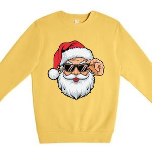 Santa Face Sunglasses Christmas Xmas Premium Crewneck Sweatshirt