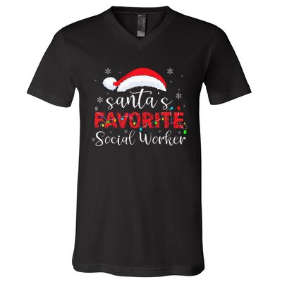 SantaS Favorite Social Worker V-Neck T-Shirt