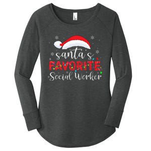 SantaS Favorite Social Worker Women's Perfect Tri Tunic Long Sleeve Shirt