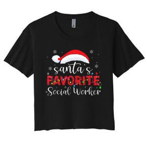 SantaS Favorite Social Worker Women's Crop Top Tee