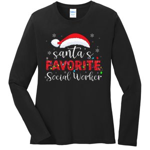 SantaS Favorite Social Worker Ladies Long Sleeve Shirt