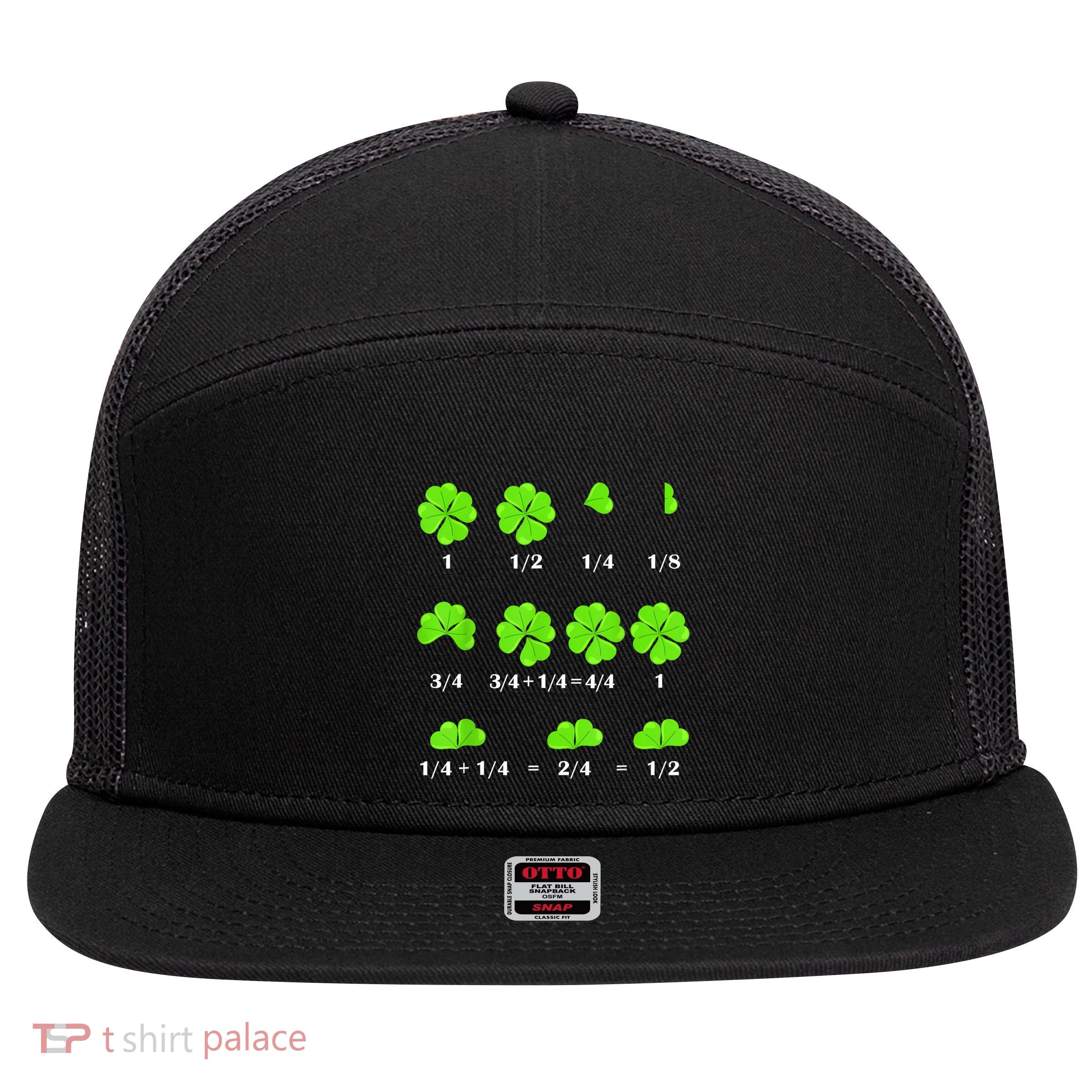 Shamrock Fraction St Patricks Day Math Teacher Student 7 Panel Mesh Trucker Snapback Hat