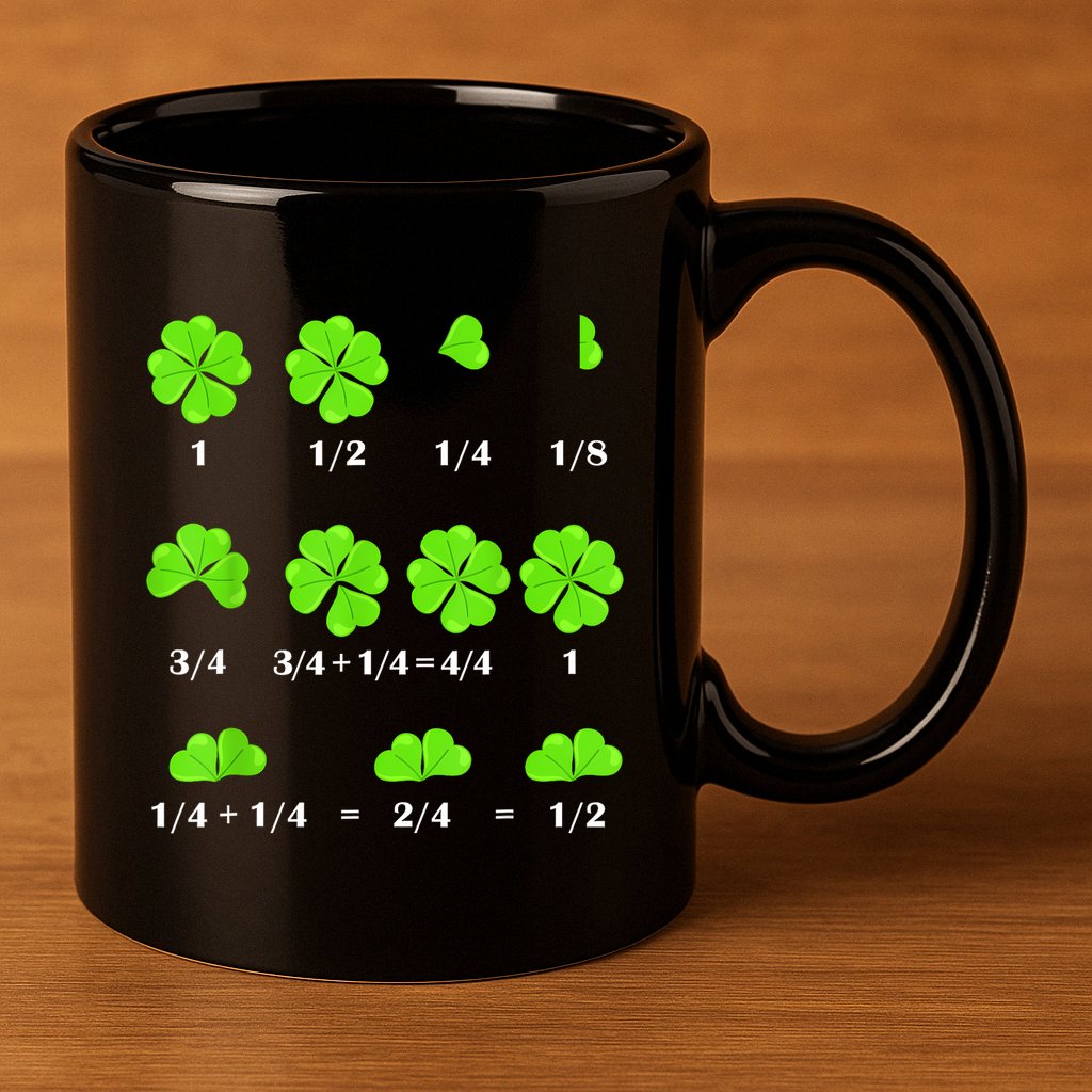 Shamrock Fraction St Patricks Day Math Teacher Student 11oz C Handle Ceramic Mug