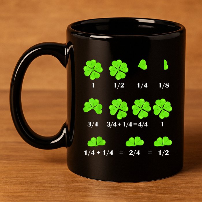 Shamrock Fraction St Patricks Day Math Teacher Student 11oz C Handle Ceramic Mug