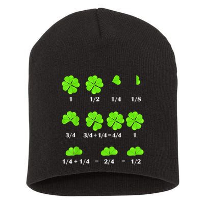 Shamrock Fraction St Patricks Day Math Teacher Student Short Acrylic Beanie